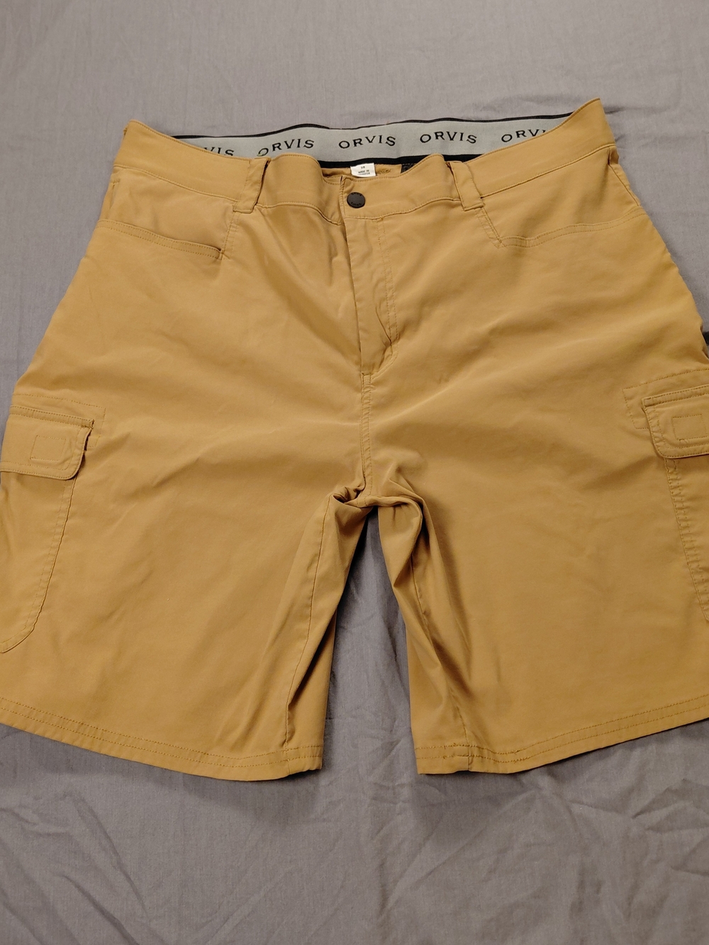 Orvis Mens 38 Tan Khaki Performance Tech Cargo Shorts Hiking Fishing Outdoor